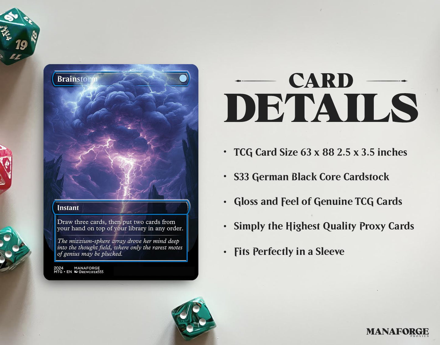 Brainstorm Proxy – Clear Frame Custom Art MTG Card Playset | Perfect for Commander