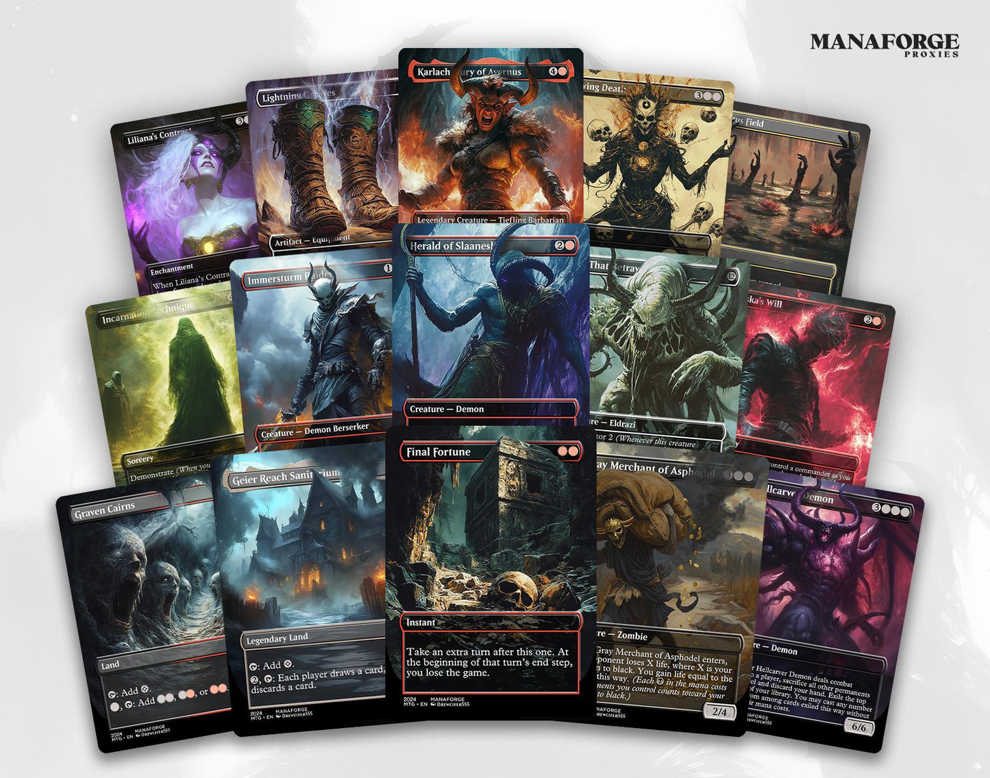 Rakdos, the Defiler Commander Deck – 100 Card Custom Art MTG EDH Proxy Deck & Bonus Tokens for Epic Gameplay