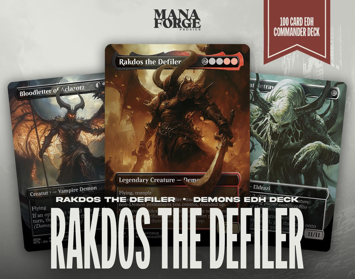 Rakdos, the Defiler Commander Deck – 100 Card Custom Art MTG EDH Proxy Deck & Bonus Tokens for Epic Gameplay