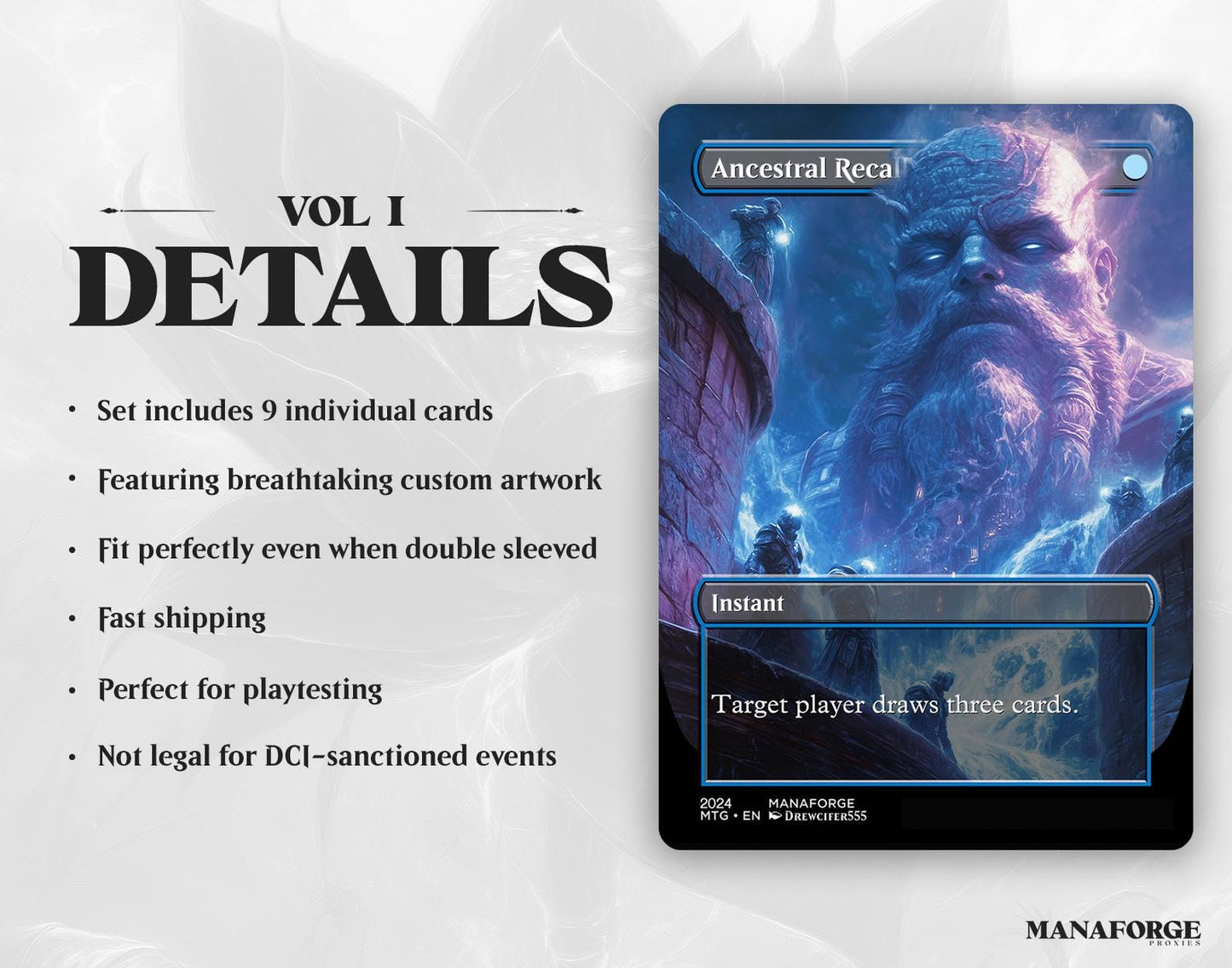 Power 9 Full Art Borderless MTG Proxies | Iconic Magic Cards Set | Custom Magic the Gathering Cards