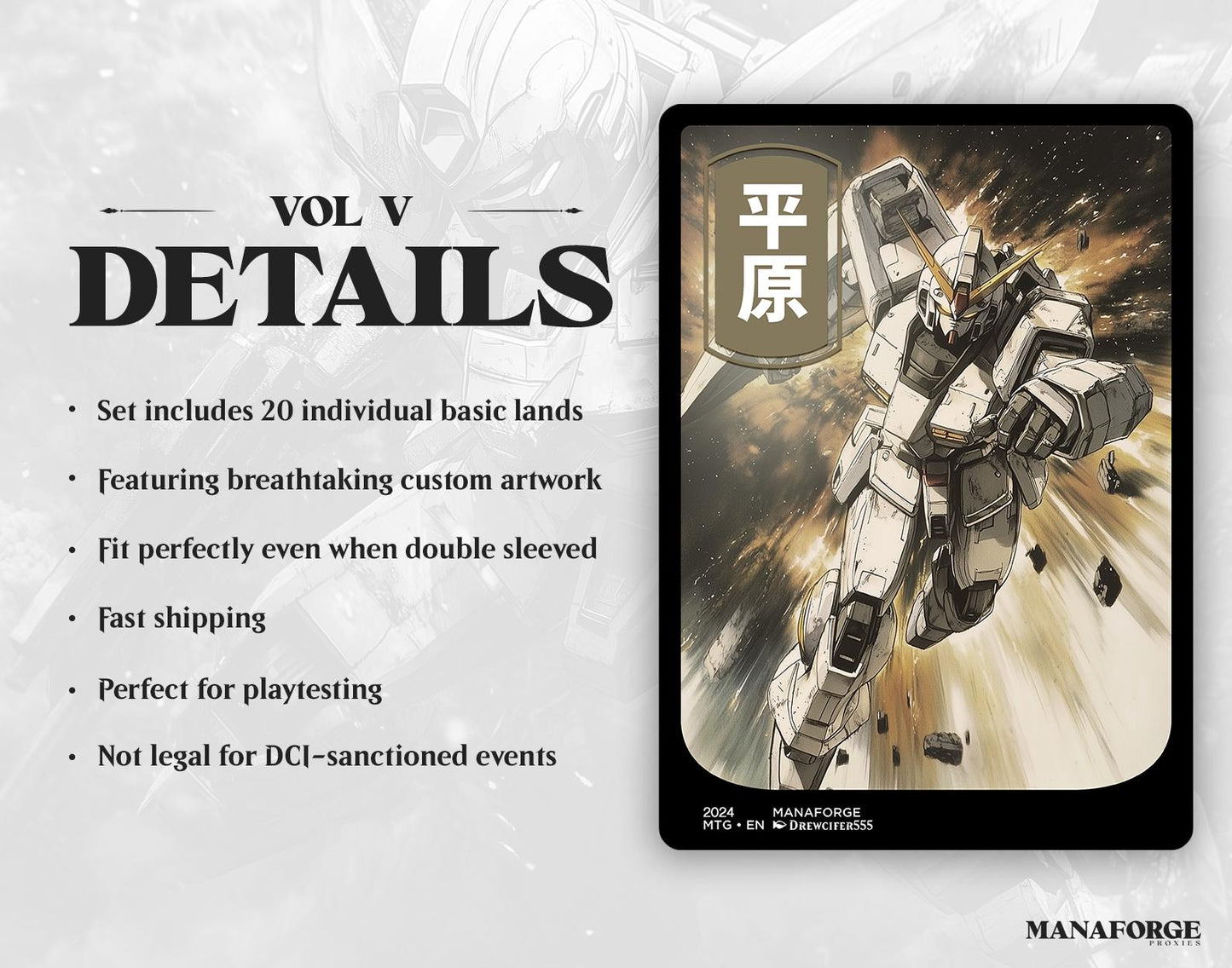 Gundam Basic Land Bundle Volume V – Custom Full Art MTG Proxies for Magic the Gathering Lands