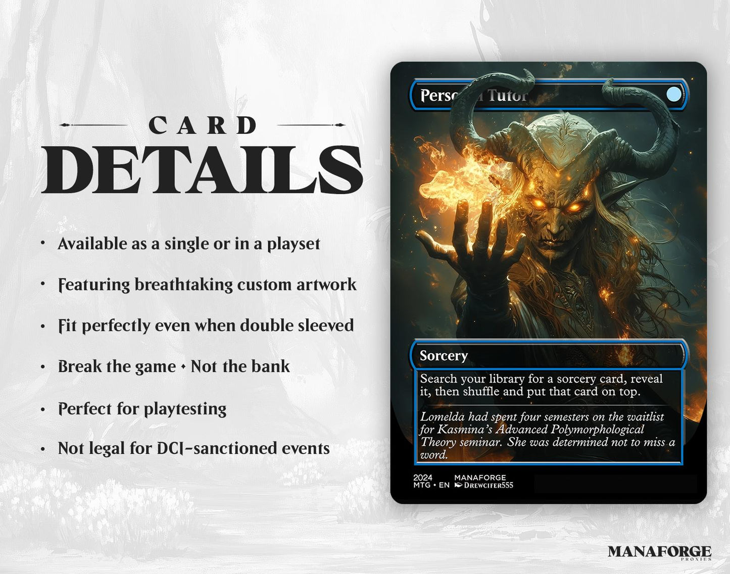 Personal Tutor Proxy – Borderless Custom Art MTG Card | Singles or Playset for Commander
