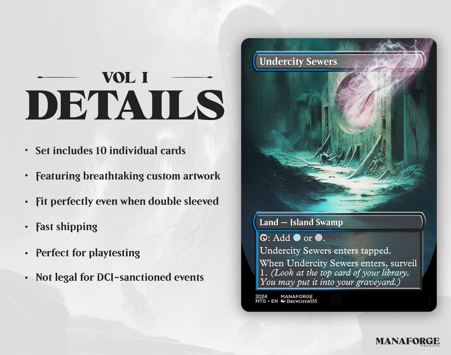 Borderless Surveil Lands Volume I | Full Art MTG Proxy Cards for Commander & Casual Play