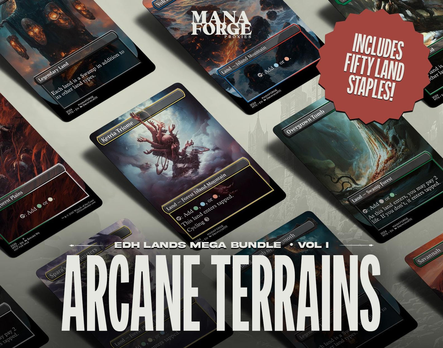 Arcane Terrains – Volume One | 50 Iconic Land Staples for Commander & Competitive Magic