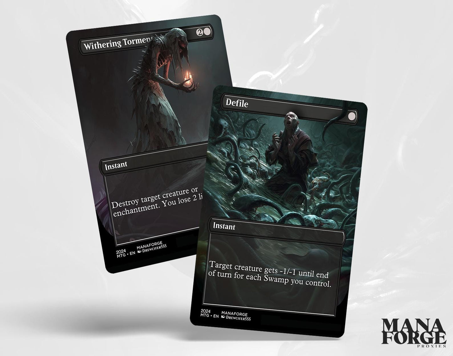 EDH Black Staples Proxy Set Vol. 1 | Borderless Full Art MTG Commander Essentials (Cabal Coffers, Damnation, Exsanguinate & More)