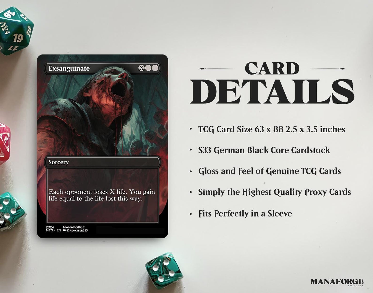 EDH Black Staples Proxy Set Vol. 1 | Borderless Full Art MTG Commander Essentials (Cabal Coffers, Damnation, Exsanguinate & More)