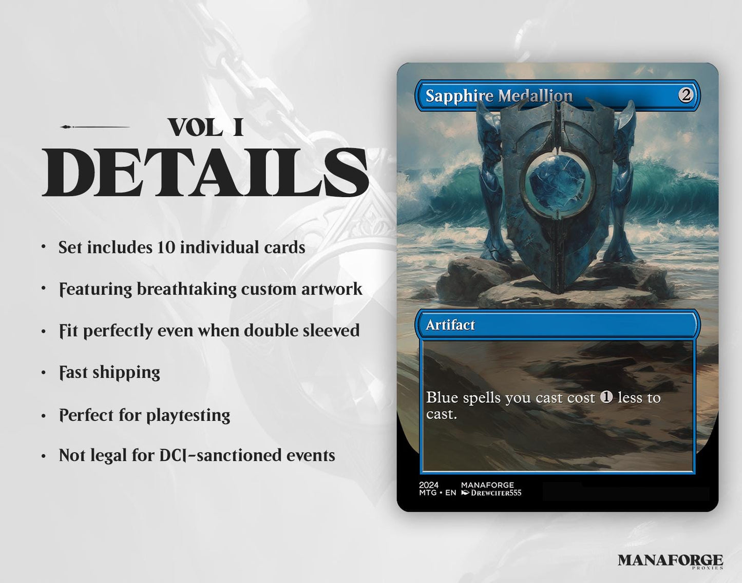 EDH Blue Staples Proxy Set Vol. 1 | Borderless Full Art MTG Commander Essentials (Counterspell, Rhystic Study, Ponder & More)