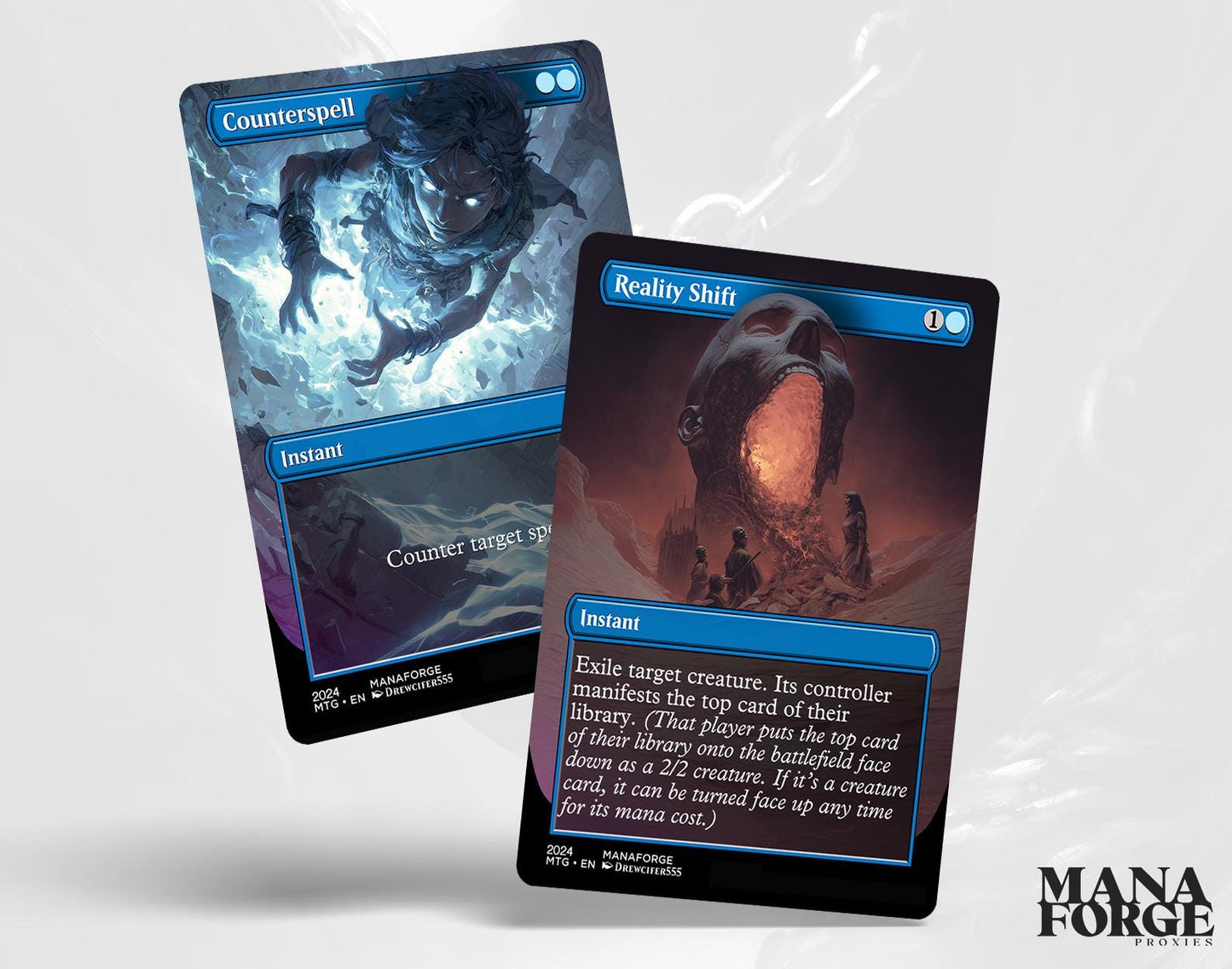 EDH Blue Staples Proxy Set Vol. 1 | Borderless Full Art MTG Commander Essentials (Counterspell, Rhystic Study, Ponder & More)