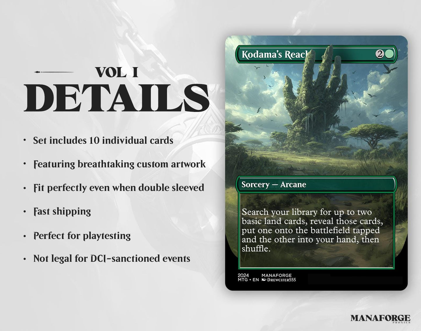 EDH Green Staples Proxy Set Vol. 1 | Borderless Full Art MTG Commander Essentials (Cultivate, Kodama’s Reach, Heroic Intervention & More)