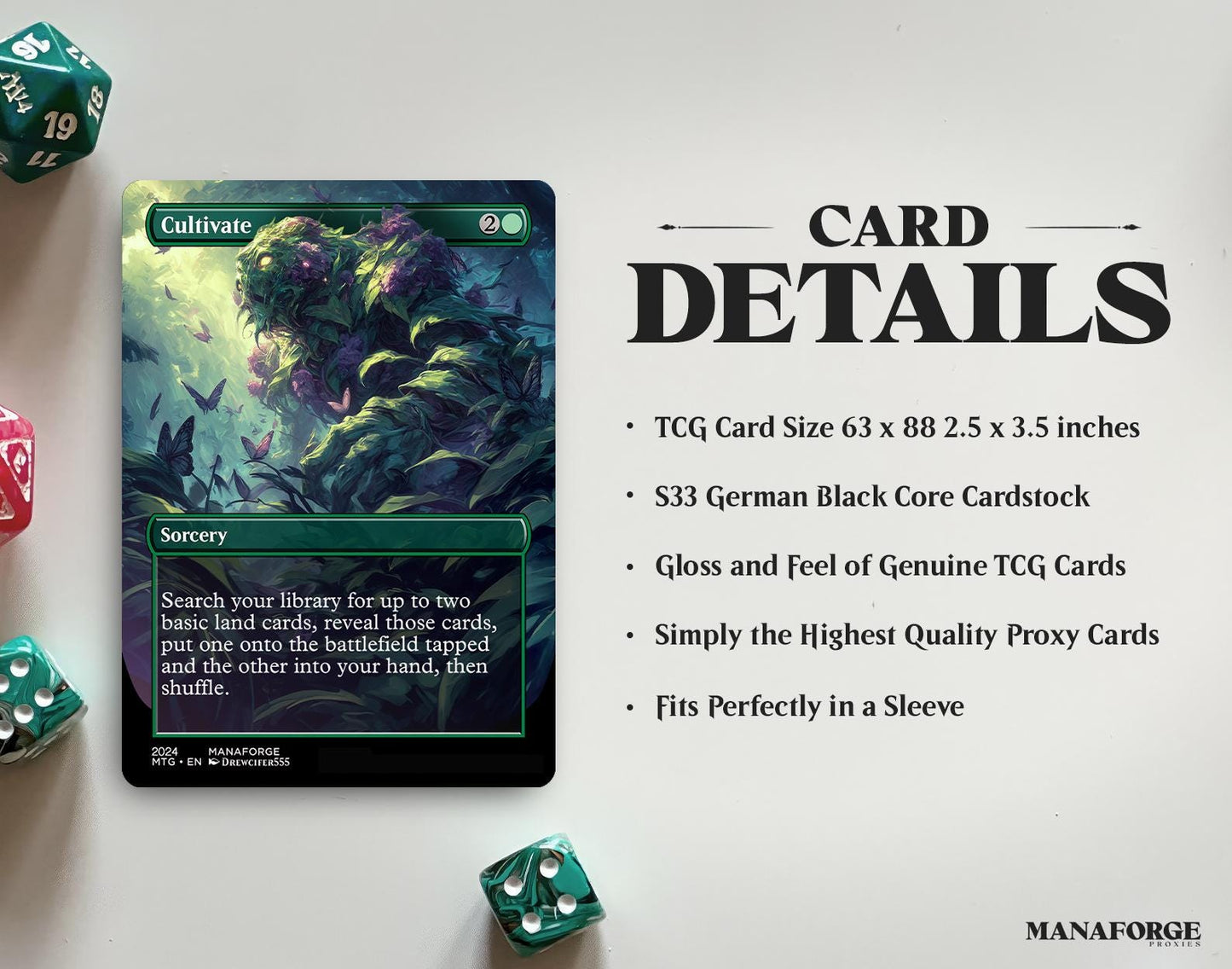 EDH Green Staples Proxy Set Vol. 1 | Borderless Full Art MTG Commander Essentials (Cultivate, Kodama’s Reach, Heroic Intervention & More)