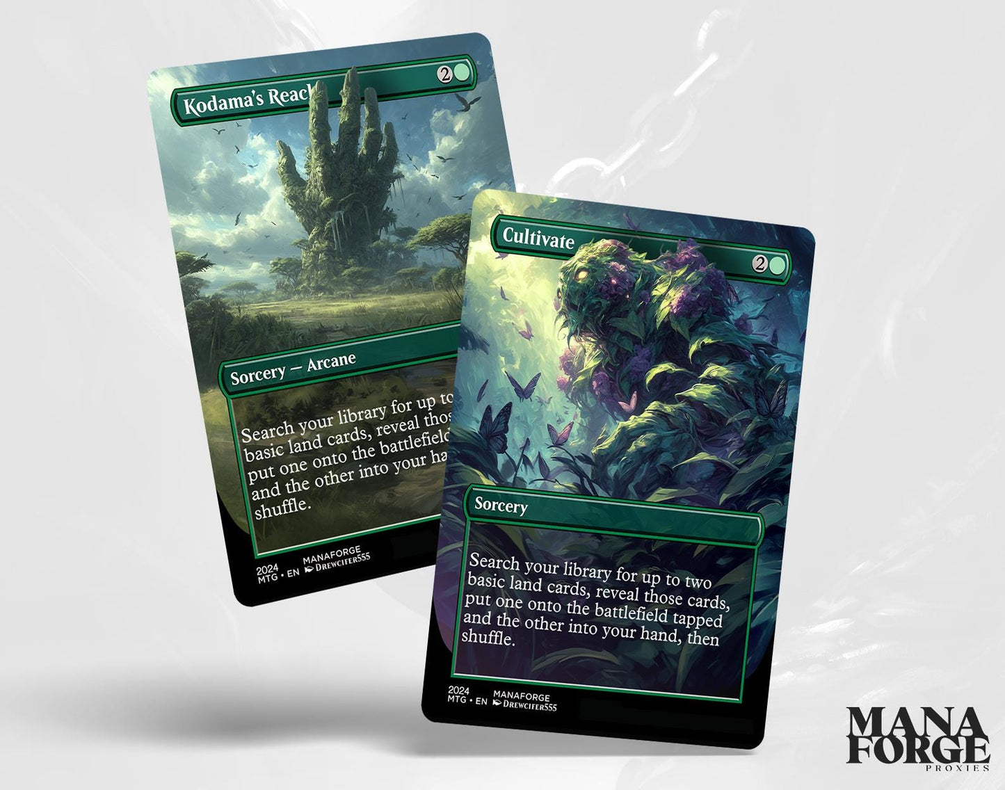 EDH Green Staples Proxy Set Vol. 1 | Borderless Full Art MTG Commander Essentials (Cultivate, Kodama’s Reach, Heroic Intervention & More)