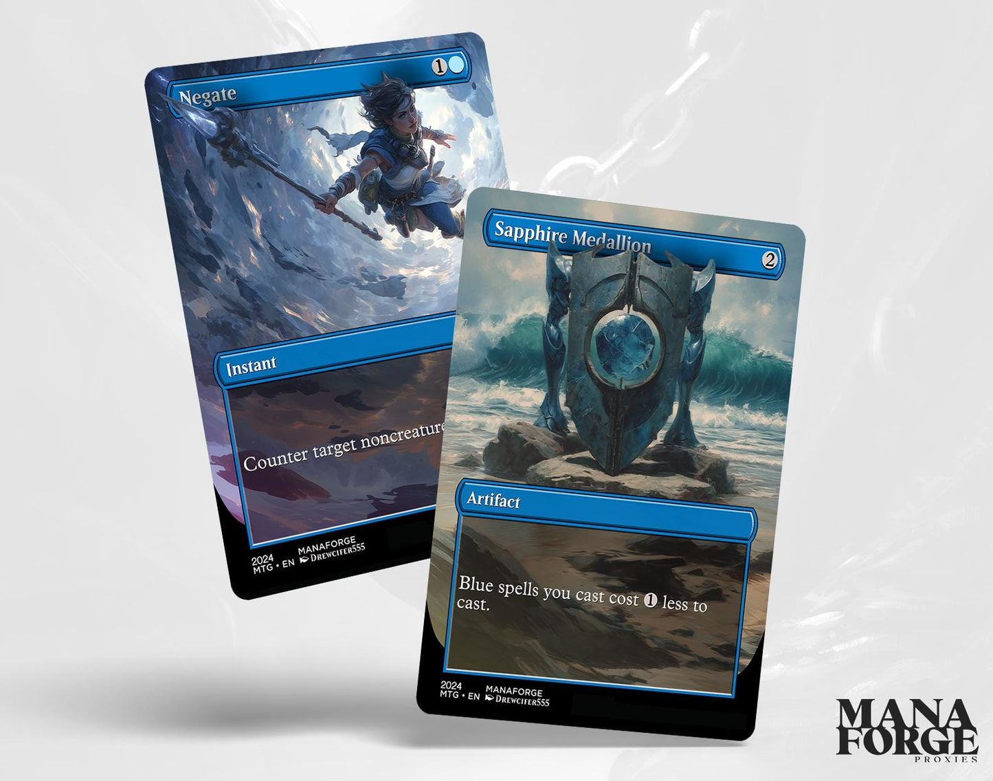 EDH Blue Staples Proxy Set Vol. 1 | Borderless Full Art MTG Commander Essentials (Counterspell, Rhystic Study, Ponder & More)