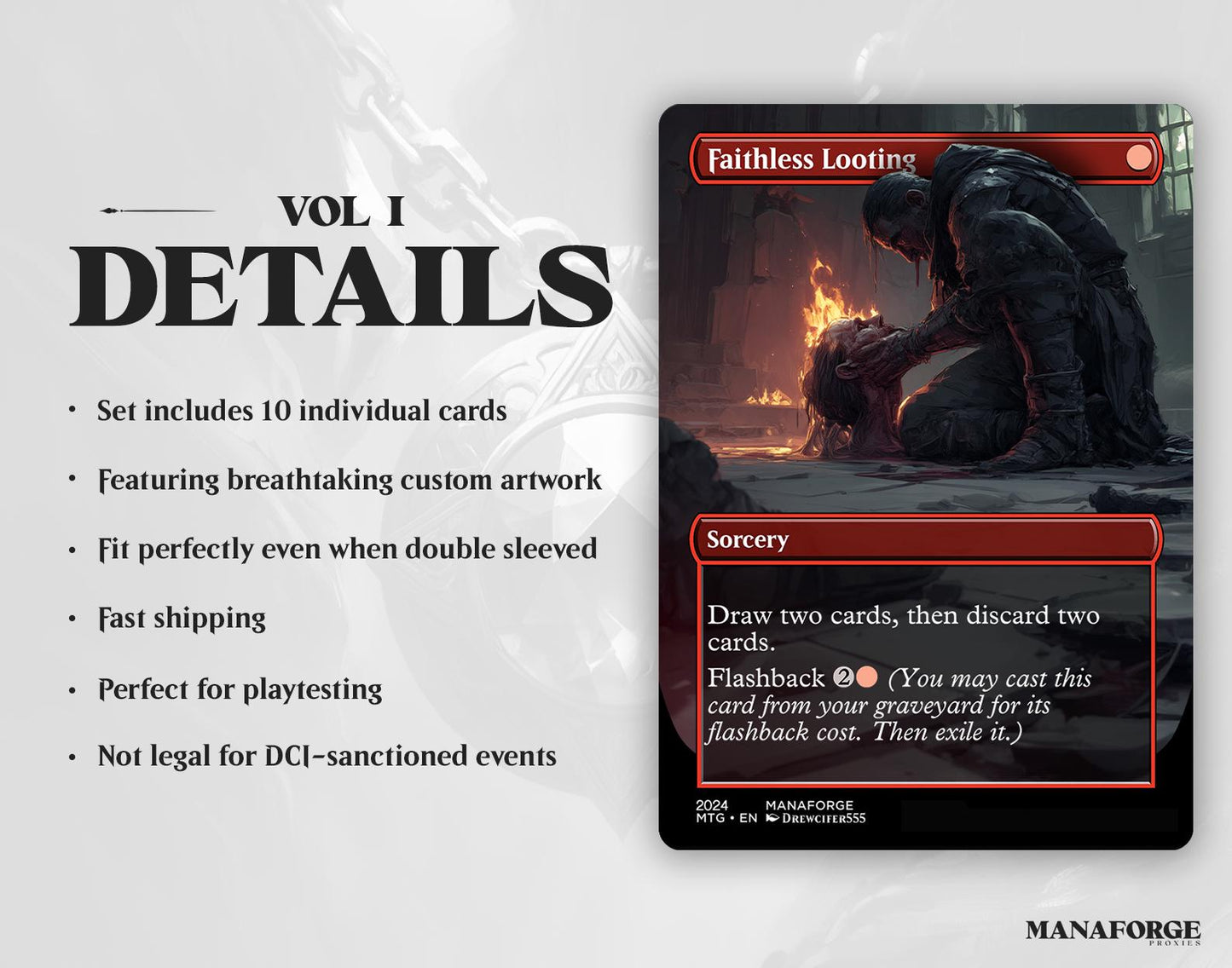 EDH Red Staples Proxy Set Vol. 1 | Borderless Full Art MTG Commander Essentials (Deflecting Swat, Chaos Warp, Lightning Bolt & More)