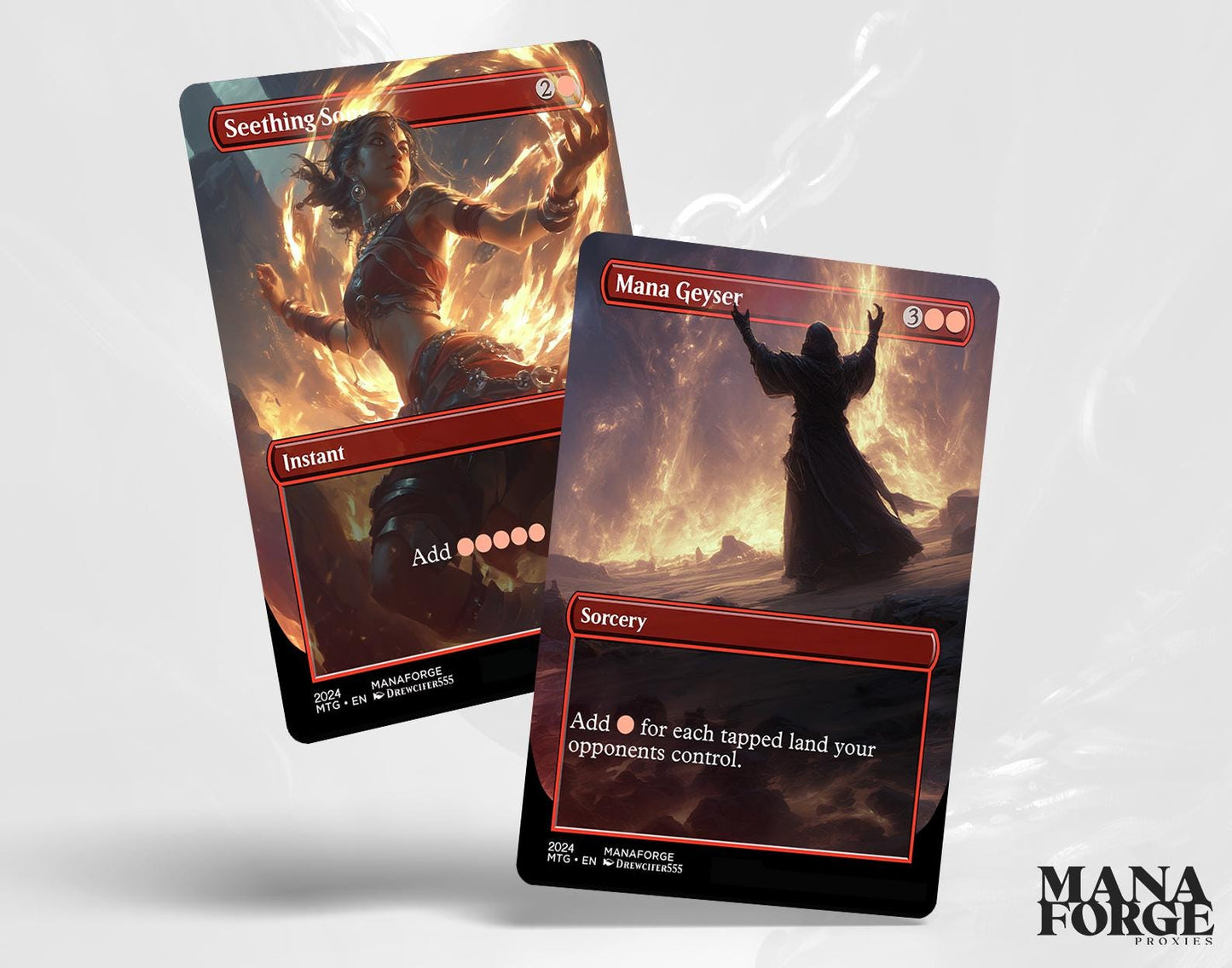 EDH Red Staples Proxy Set Vol. 1 | Borderless Full Art MTG Commander Essentials (Deflecting Swat, Chaos Warp, Lightning Bolt & More)