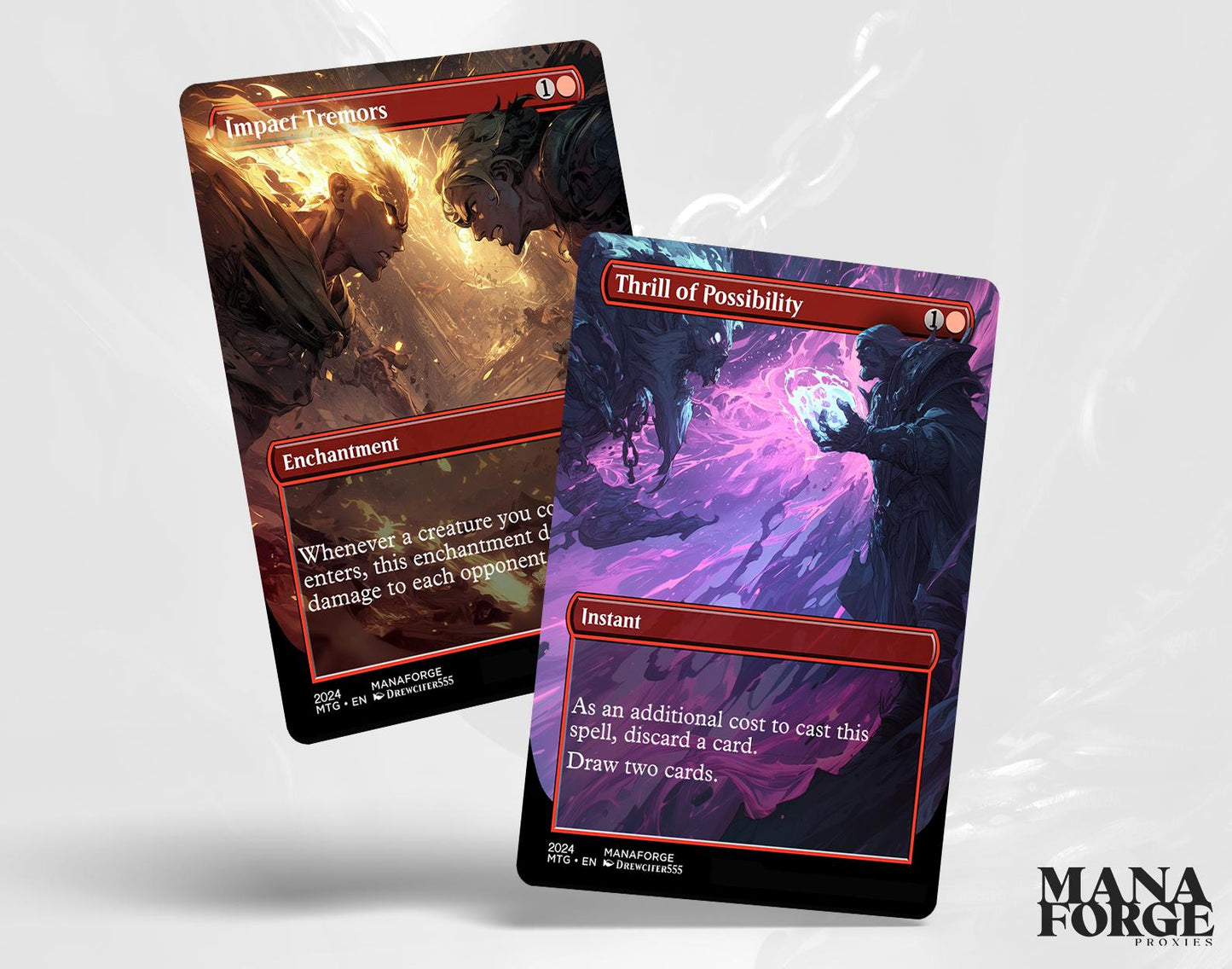 EDH Red Staples Proxy Set Vol. 1 | Borderless Full Art MTG Commander Essentials (Deflecting Swat, Chaos Warp, Lightning Bolt & More)