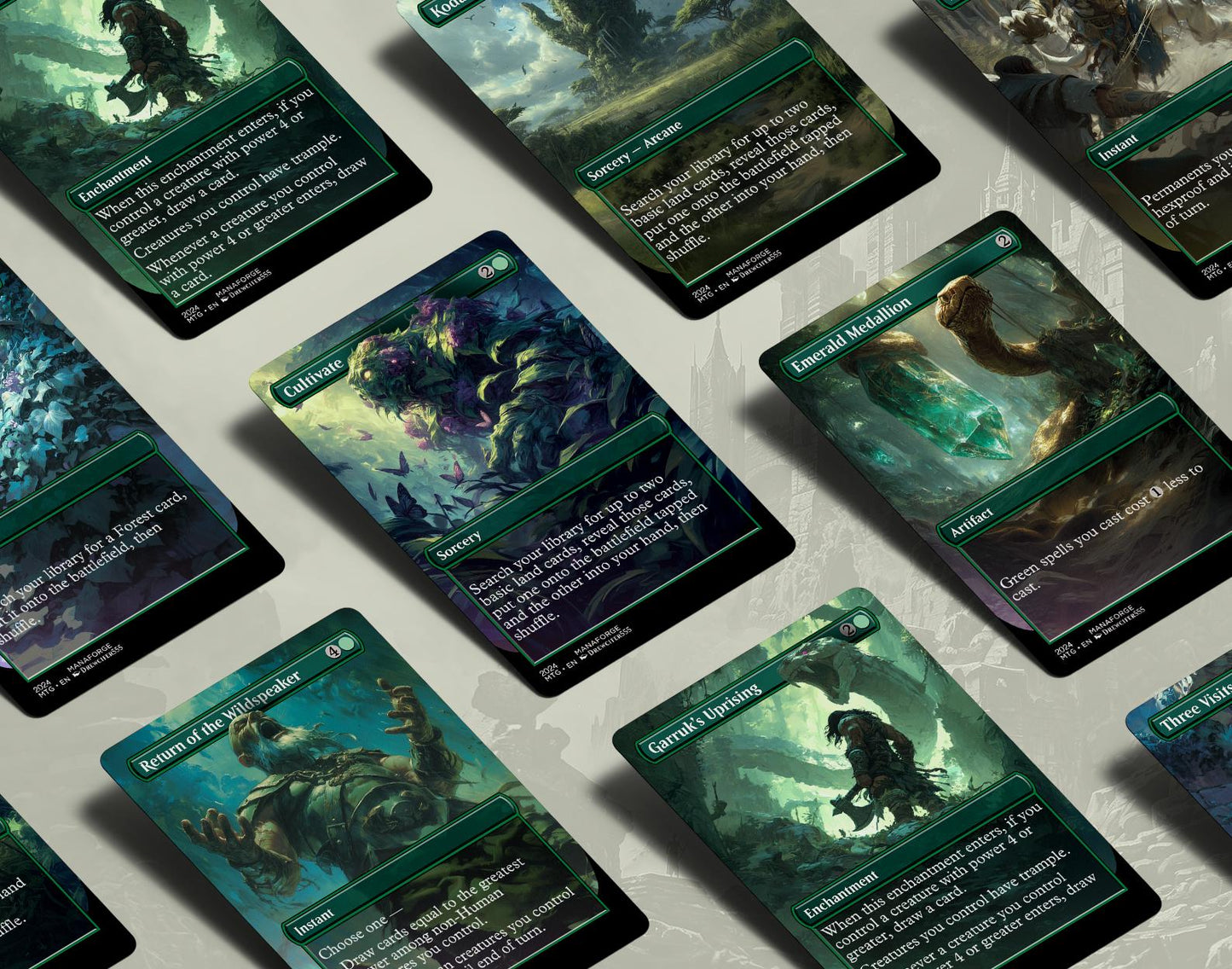 EDH Green Staples Proxy Set Vol. 1 | Borderless Full Art MTG Commander Essentials (Cultivate, Kodama’s Reach, Heroic Intervention & More)