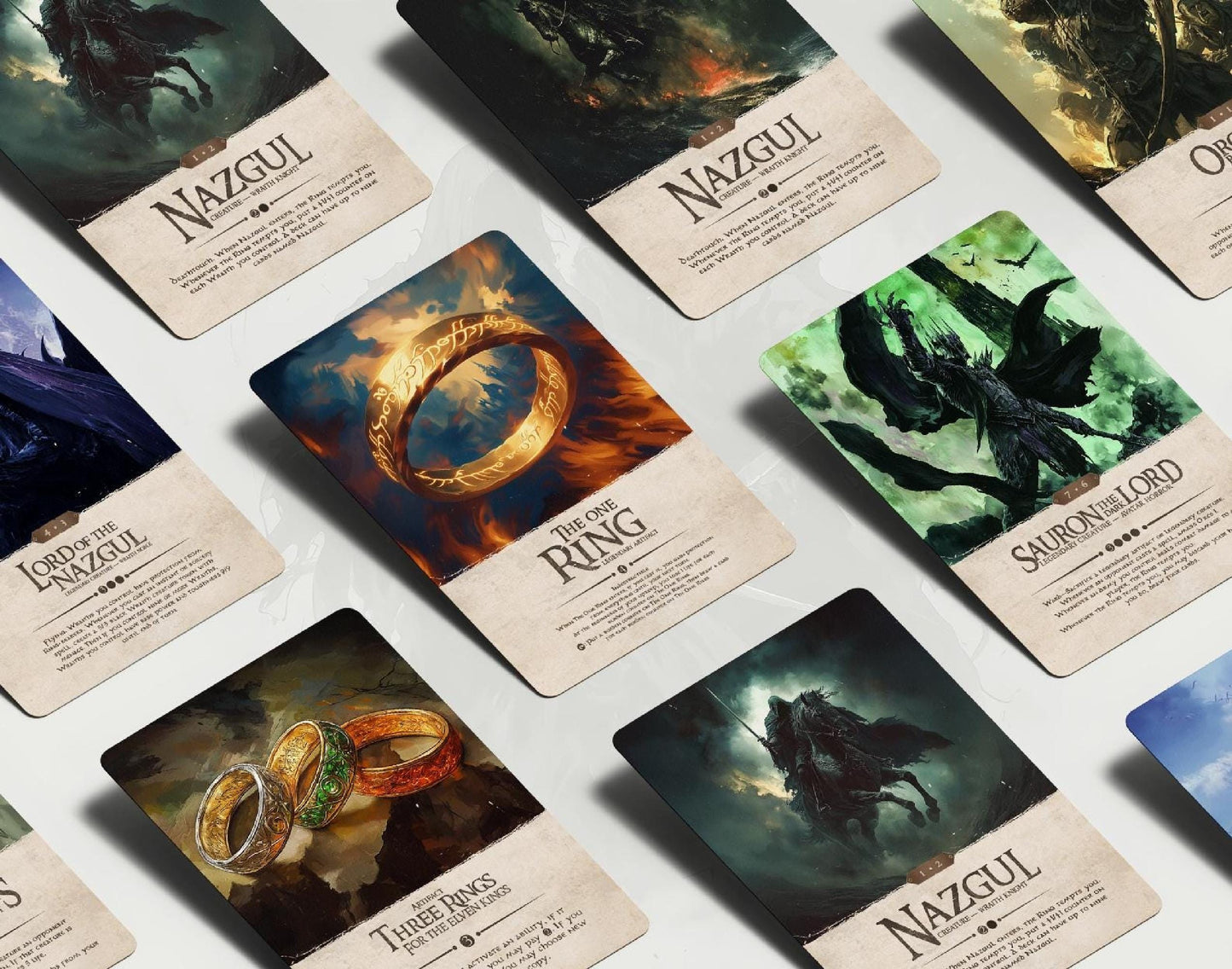 Lord of the Rings MTG Proxy Set | Sauron’s Shadows Full Art Bundle ft. Nazgûl, Witch-King, The One Ring & Orcish Bowmasters