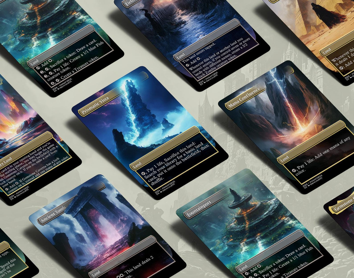 Borderless Utility Lands – Volume I | 10-Card Full-Art MTG Proxy Bundle – Ancient Tomb, Cavern of Souls, Cabal Coffers
