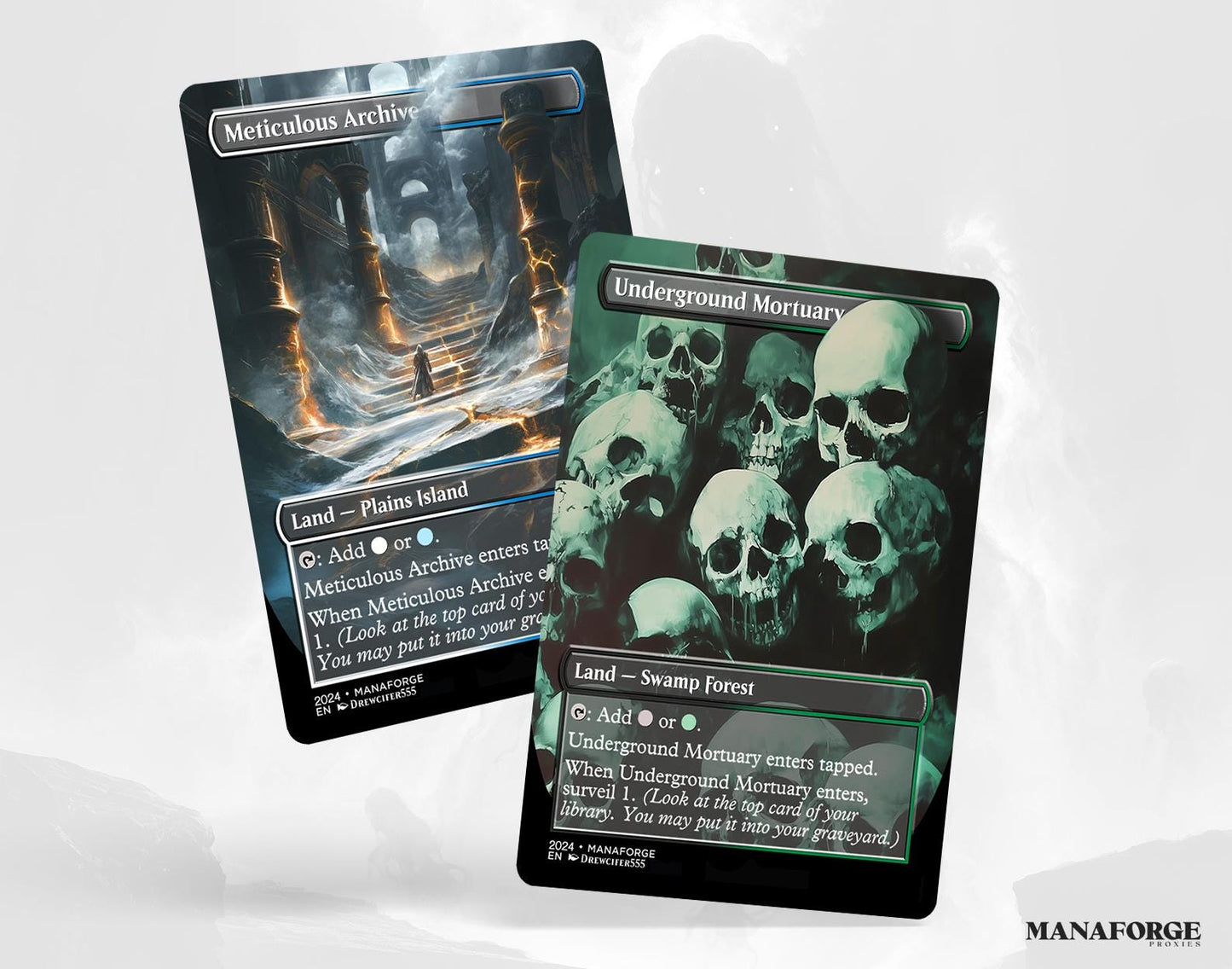 Borderless Surveil Lands – Volume I | 10-Card Full-Art MTG Proxy Bundle – Commander Duals for Surveil and Control