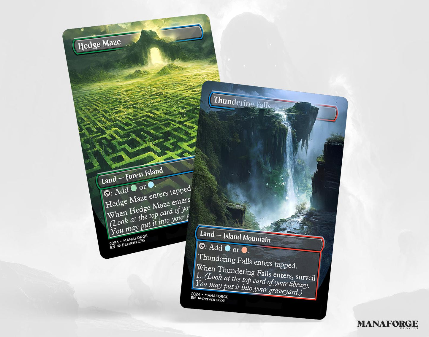 Borderless Surveil Lands – Volume I | 10-Card Full-Art MTG Proxy Bundle – Commander Duals for Surveil and Control