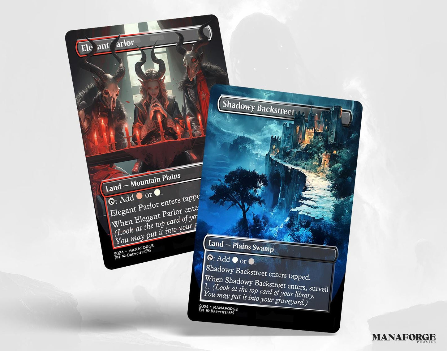Borderless Surveil Lands – Volume I | 10-Card Full-Art MTG Proxy Bundle – Commander Duals for Surveil and Control