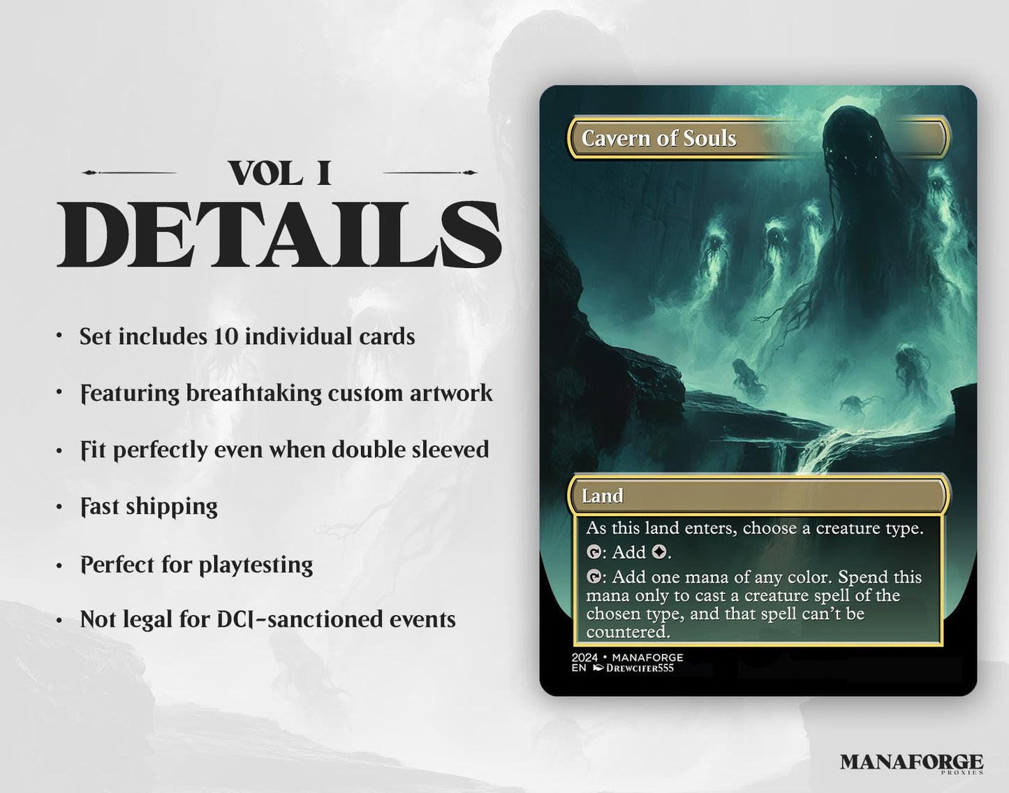 Borderless Utility Lands – Volume I | 10-Card Full-Art MTG Proxy Bundle – Ancient Tomb, Cavern of Souls, Cabal Coffers