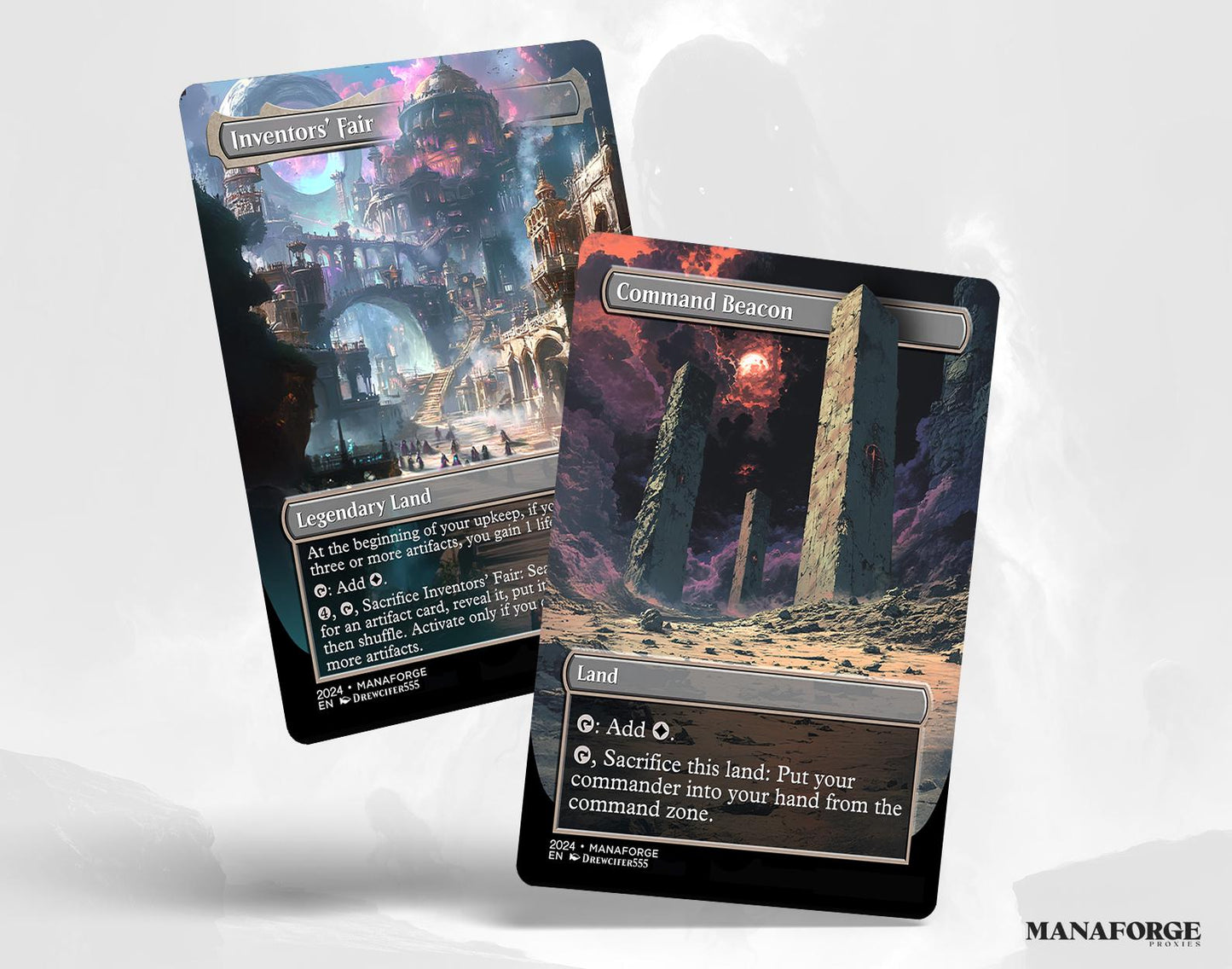 Borderless Utility Lands – Volume II | 10-Card Full-Art MTG Proxy Bundle – Inventor’s Fair, Command Beacon