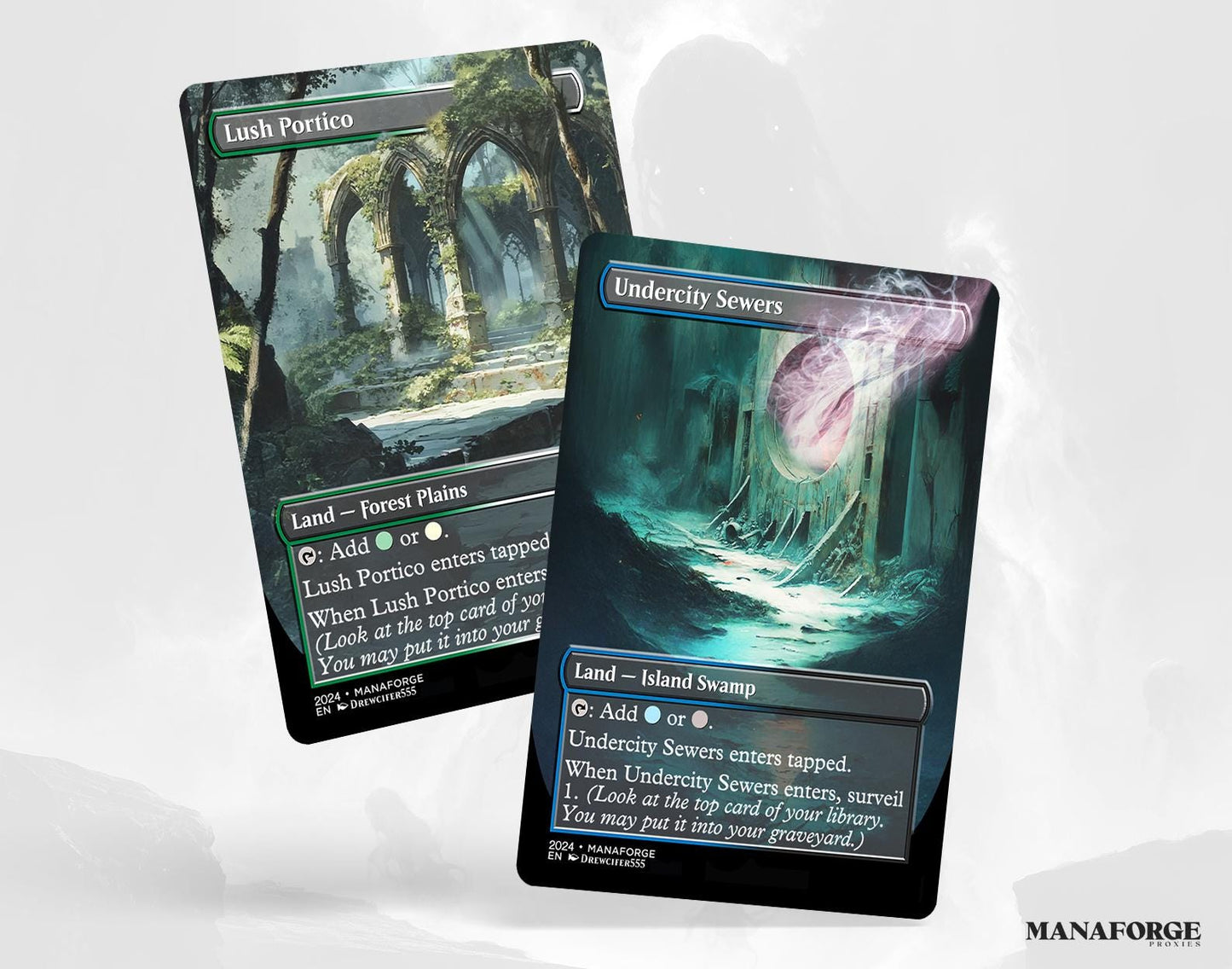 Borderless Surveil Lands – Volume I | 10-Card Full-Art MTG Proxy Bundle – Commander Duals for Surveil and Control