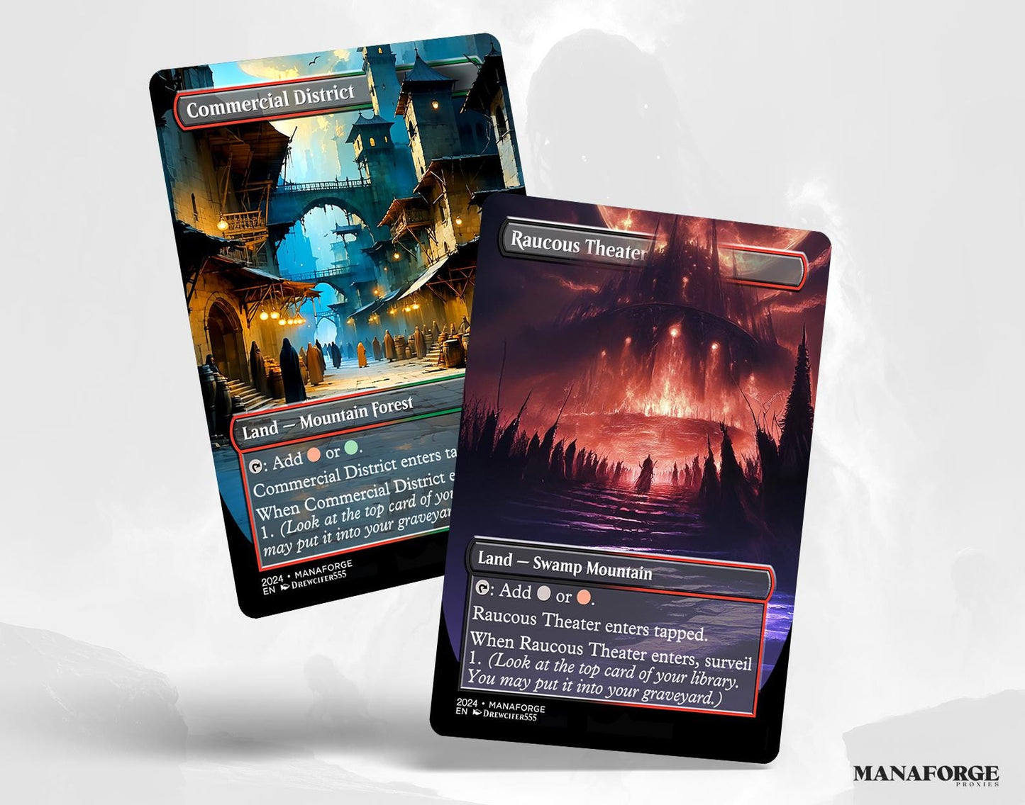 Borderless Surveil Lands – Volume I | 10-Card Full-Art MTG Proxy Bundle – Commander Duals for Surveil and Control