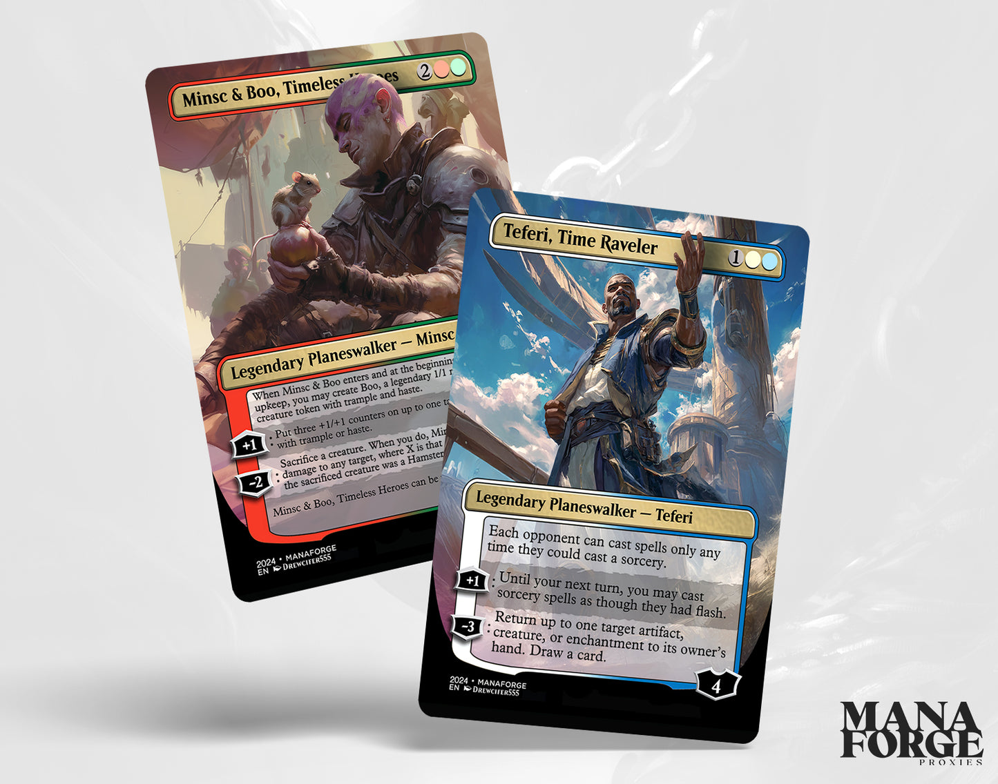 Minsc and Boo and Teferi Time Raveler proxy card preview