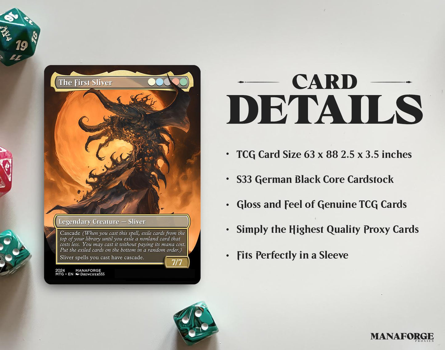 The First Sliver Proxy – Clear Frame Custom Art MTG Card Playset | Perfect for Commander