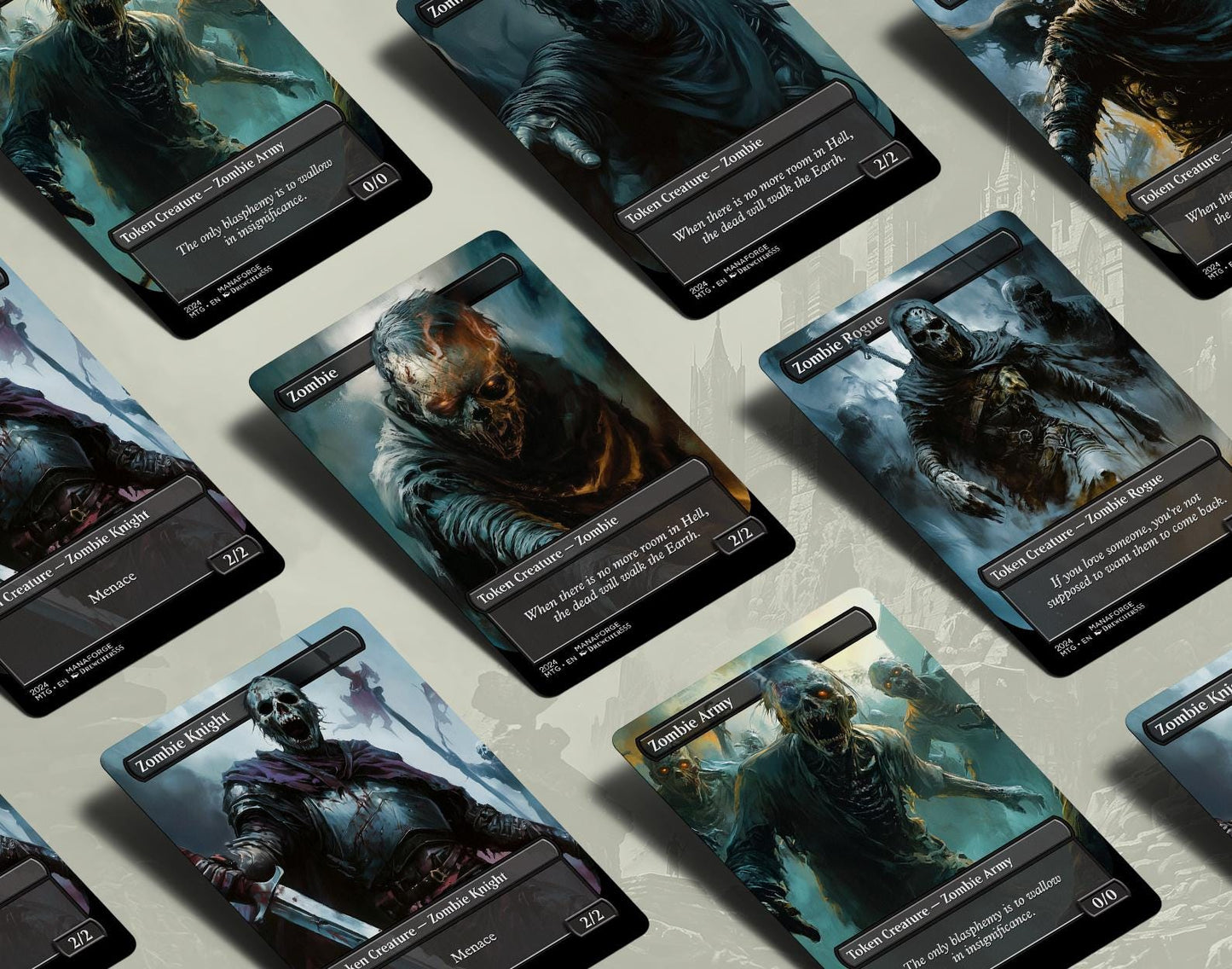 Zombie Double-Sided Tokens Bundle – Custom Full Art MTG Proxies for Commander & Casual Play