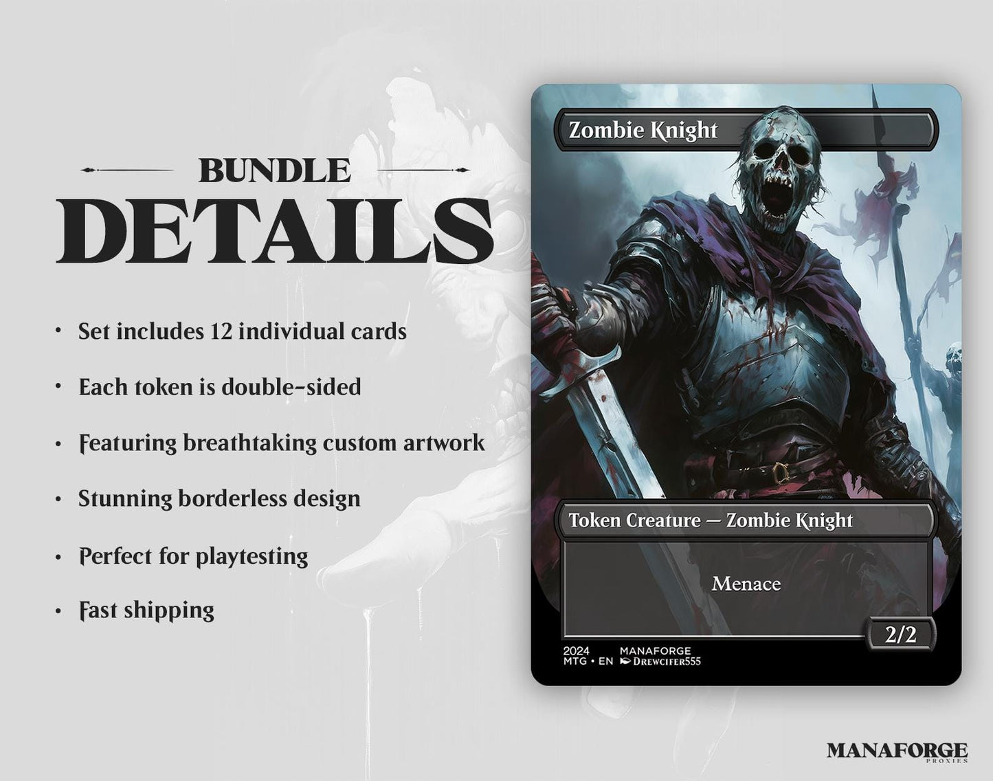 Zombie Double-Sided Tokens Bundle – Custom Full Art MTG Proxies for Commander & Casual Play