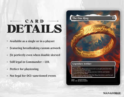 The One (Banned) Ring Proxy – Borderless Custom Art MTG Card | Singles or Playset for Commander