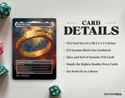 The One (Banned) Ring Proxy – Borderless Custom Art MTG Card | Singles or Playset for Commander