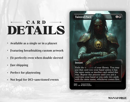 Tainted Pact Proxy – Borderless Custom Art MTG Card | Singles or Playset for Commander