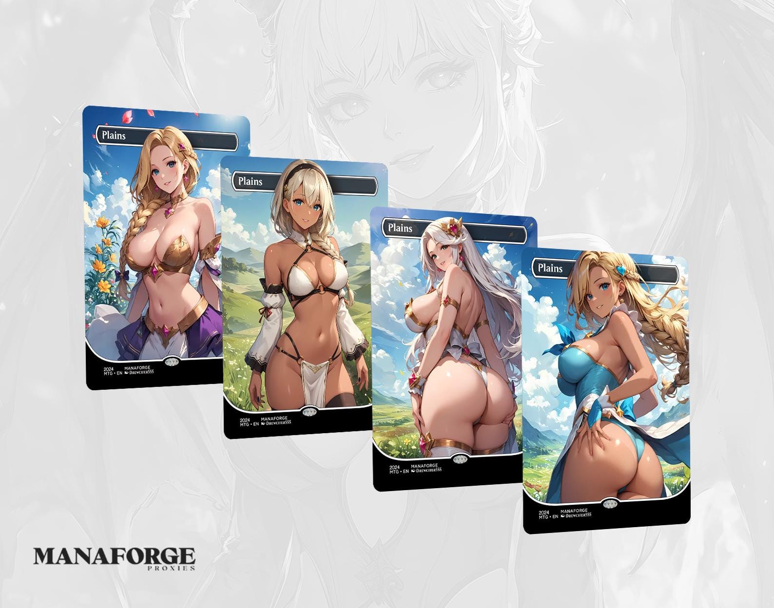 Waifu Basic Lands Bundle – Full Art Anime MTG Proxies Volume Four | Custom Magic the Gathering Lands