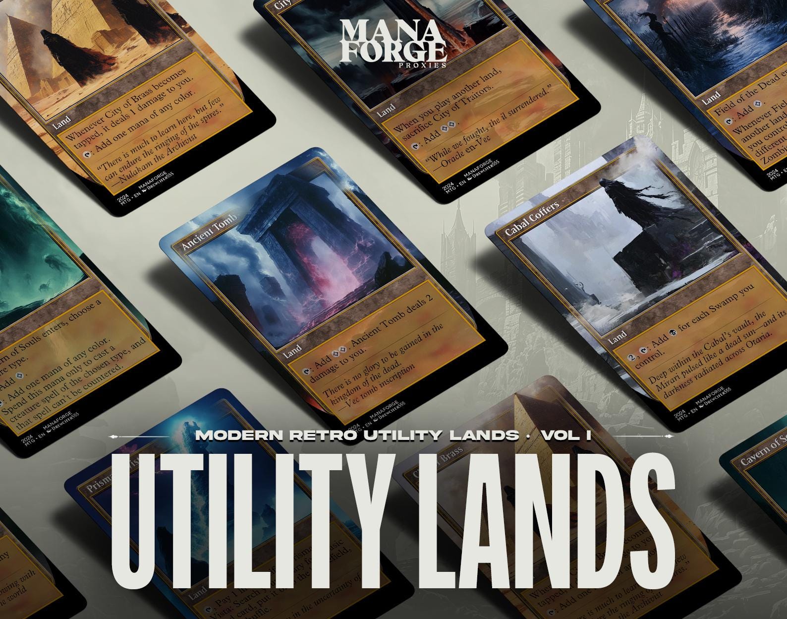Modern Retro Utility Lands Vol I – Full Art MTG Proxies for Commander | Custom Magic the Gathering Lands