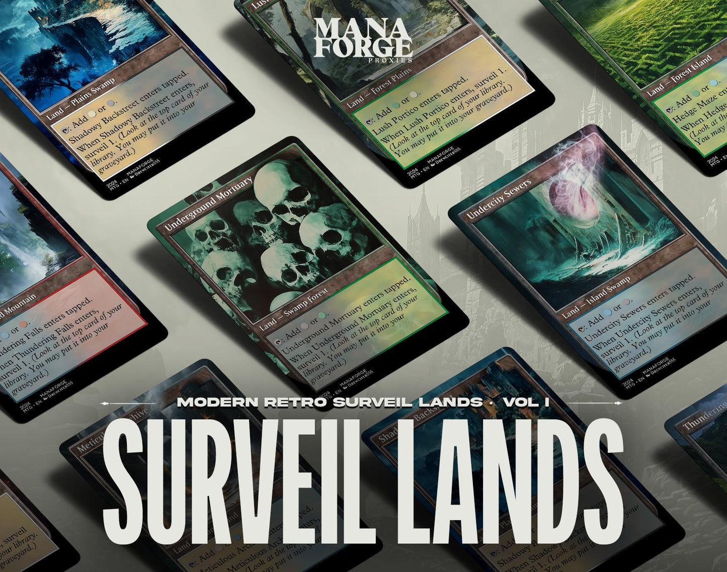 Modern Retro Surveil Lands – Volume I | Full Art MTG Proxies for Commander & Casual Play