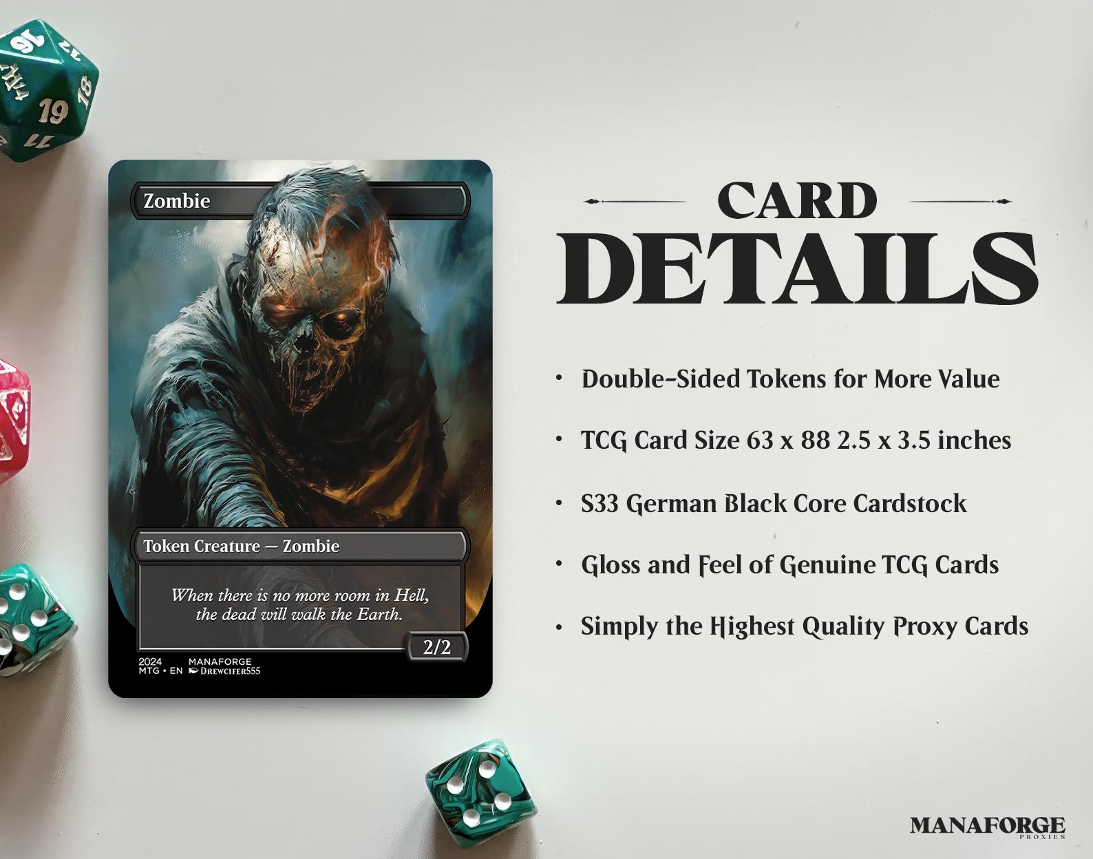Zombie Double-Sided Tokens Bundle – Custom Full Art MTG Proxies for Commander & Casual Play