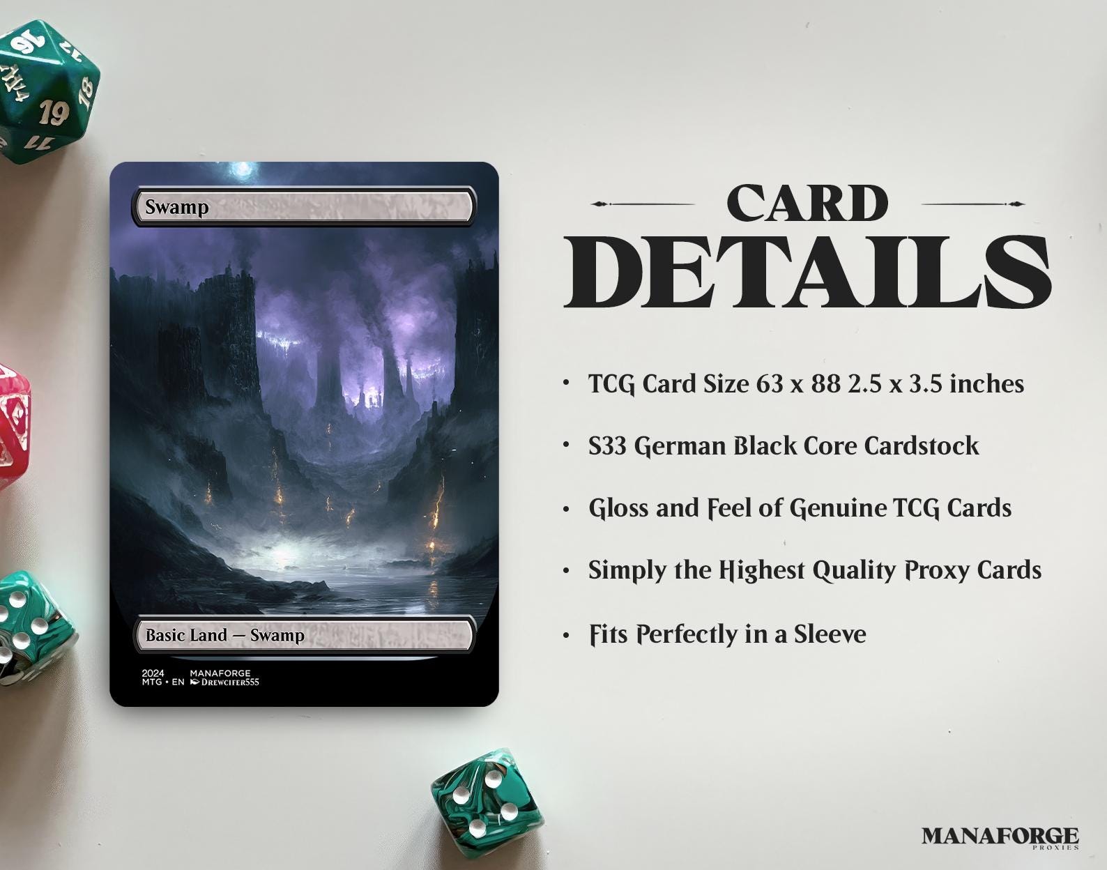 dimensions for full art mtg card Borderless Basic Lands Bundle – Vol I