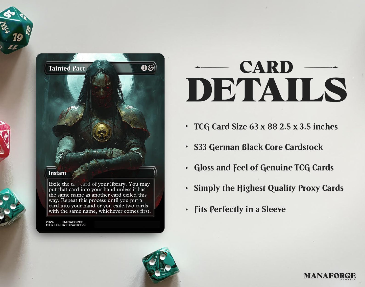 Tainted Pact Proxy – Borderless Custom Art MTG Card | Singles or Playset for Commander