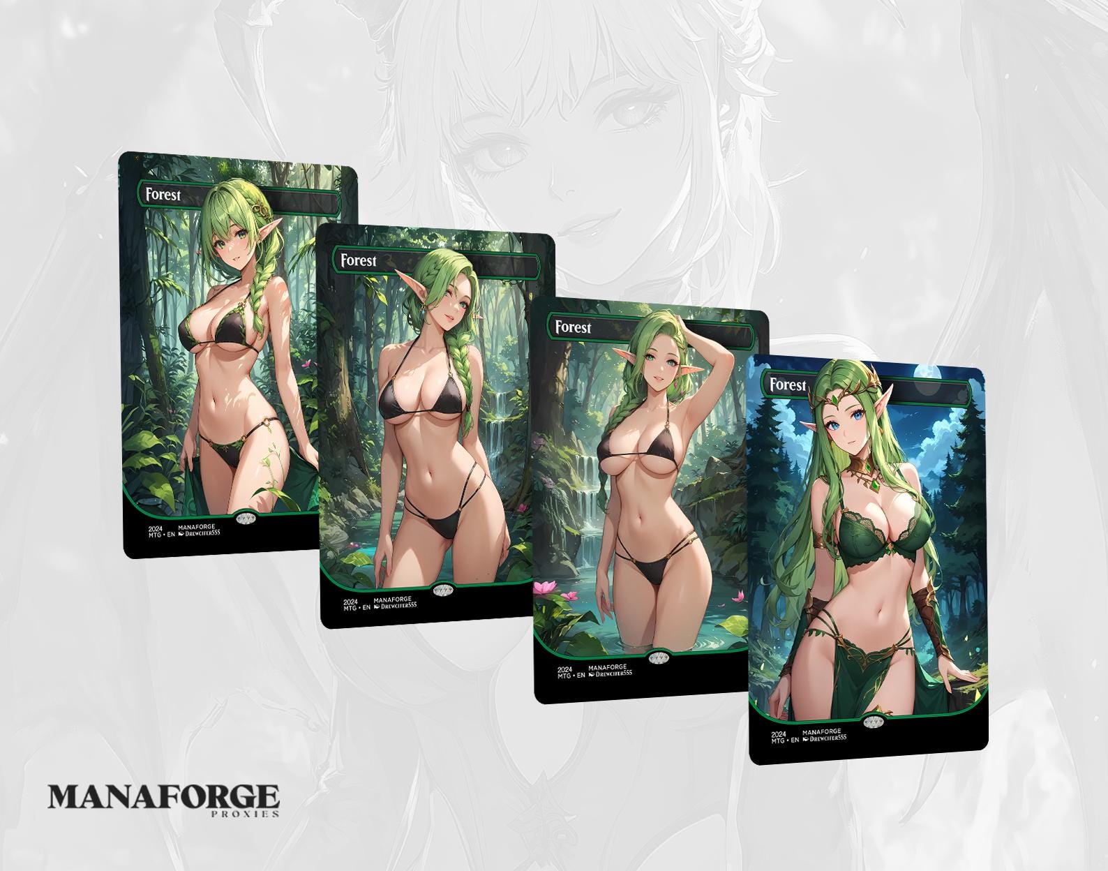 Waifu Basic Lands Bundle – Full Art Anime MTG Proxies Volume Four | Custom Magic the Gathering Lands