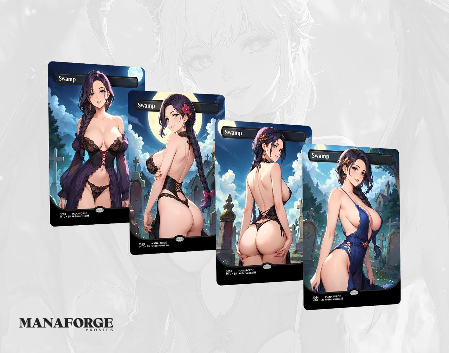 Waifu Basic Lands Bundle – Full Art Anime MTG Proxies Volume Four | Custom Magic the Gathering Lands