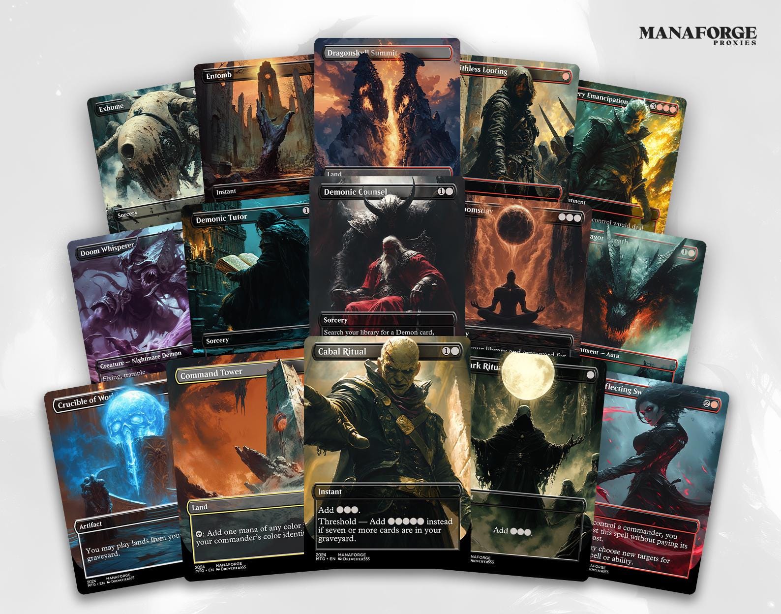 Rakdos, the Defiler Commander Deck – 100 Card Custom Art MTG EDH Proxy Deck & Bonus Tokens for Epic Gameplay