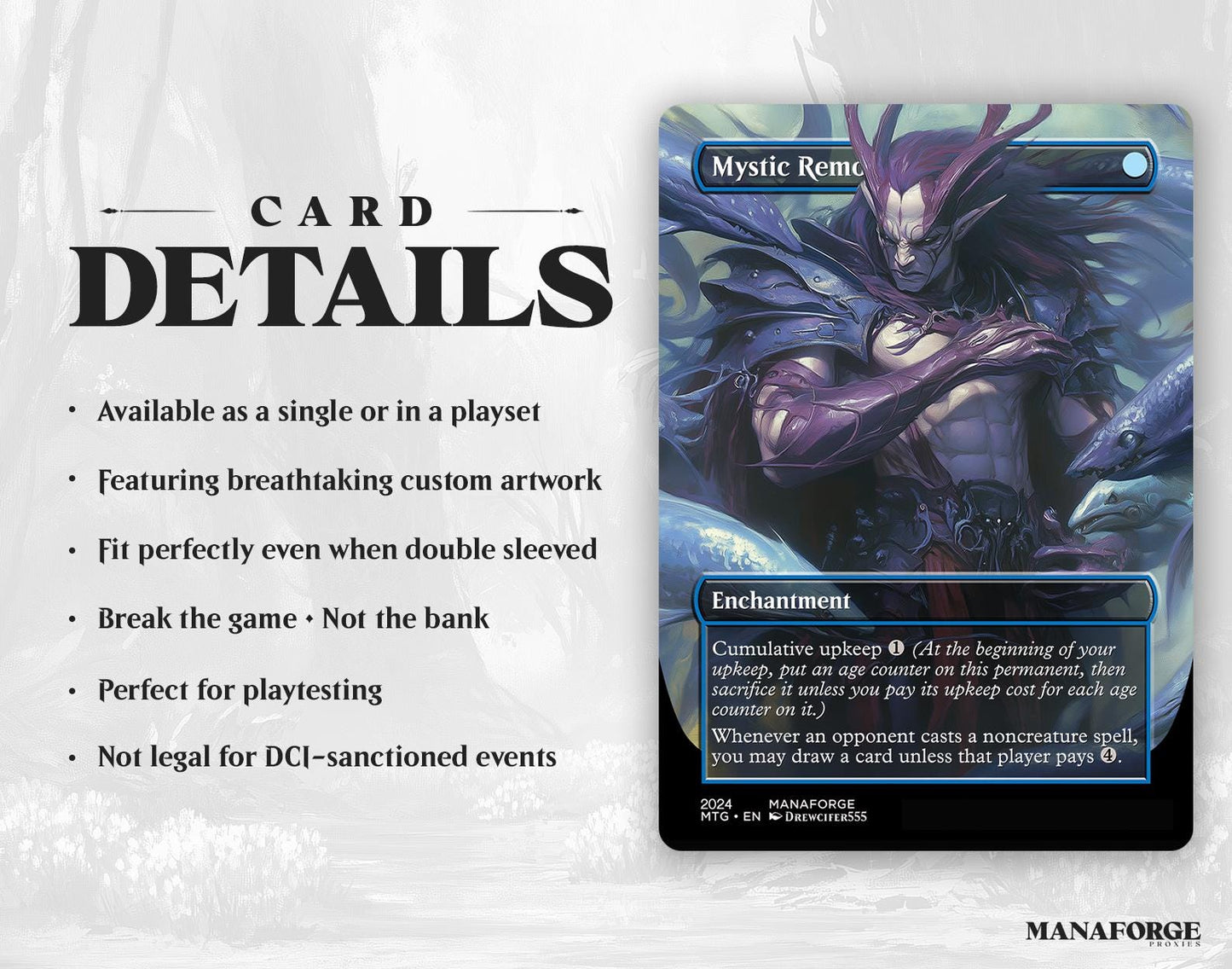 Mystic Remora Proxy – Borderless Custom Art MTG Card | Singles or Playset for Commander