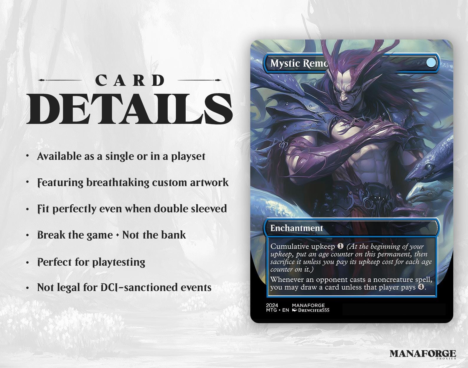 Mystic Remora Proxy – Borderless Custom Art MTG Card | Singles or Playset for Commander