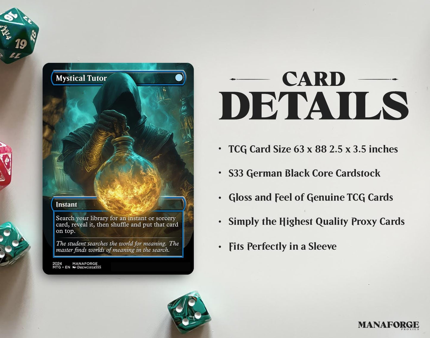 Mystical Tutor Proxy – Borderless Custom Art MTG Card | Singles or Playset for Commander