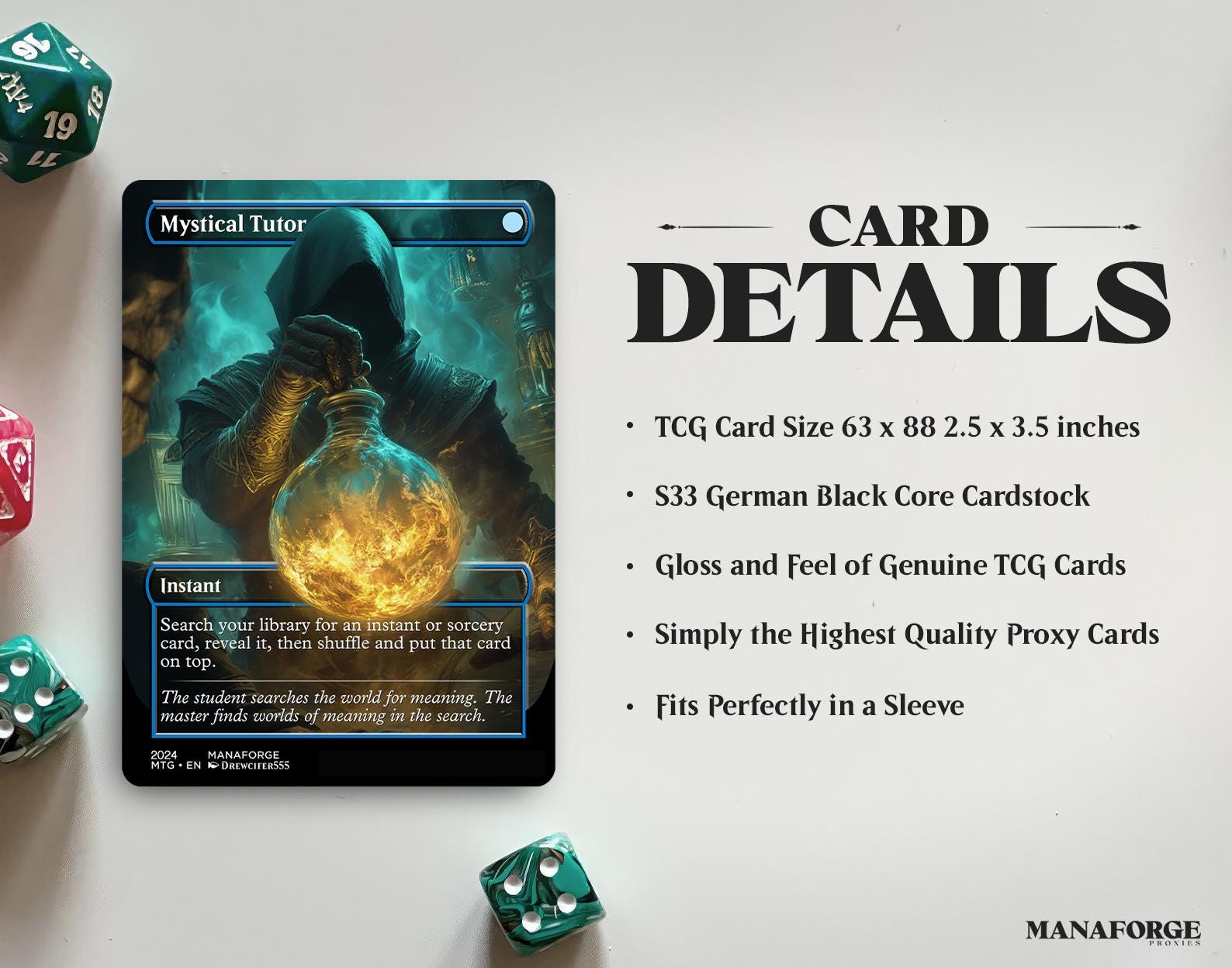 Mystical Tutor Proxy – Borderless Custom Art MTG Card | Singles or Playset for Commander