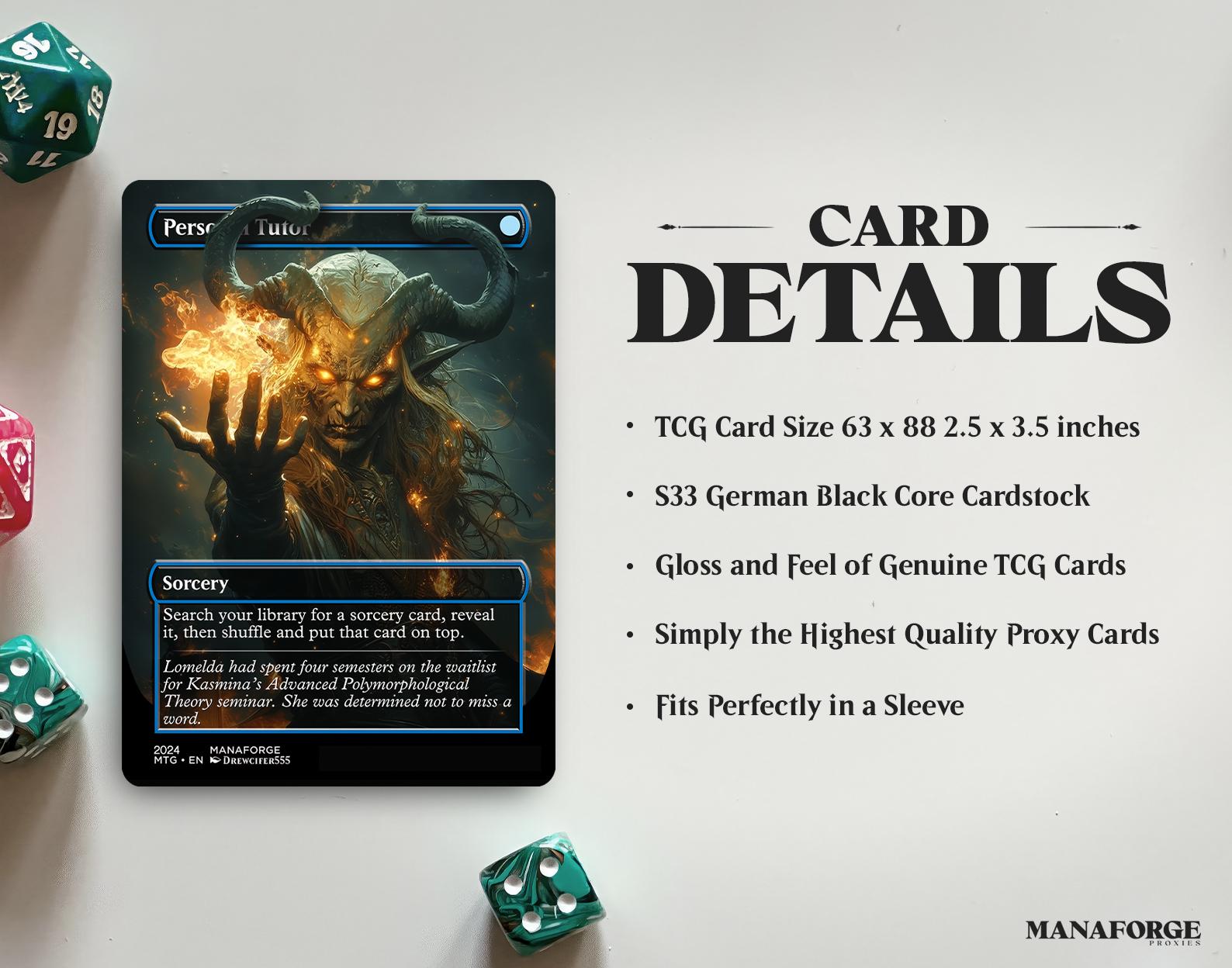 Personal Tutor Proxy – Borderless Custom Art MTG Card | Singles or Playset for Commander